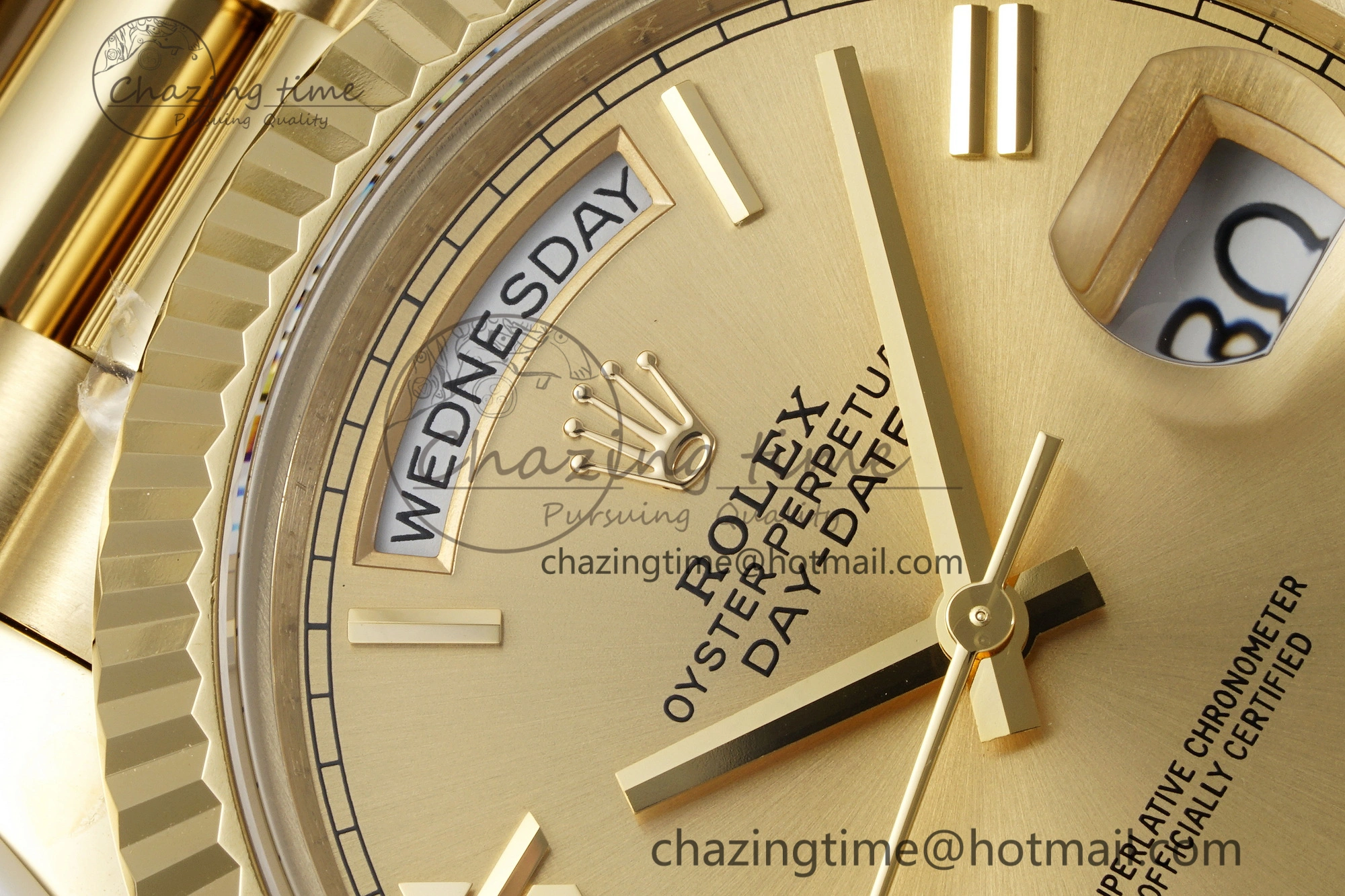 Youthful DayDate 40 YG JDF Gain Weight 904L Steel YG Dial Roman Markers on President Bracelet A2836 V 1821