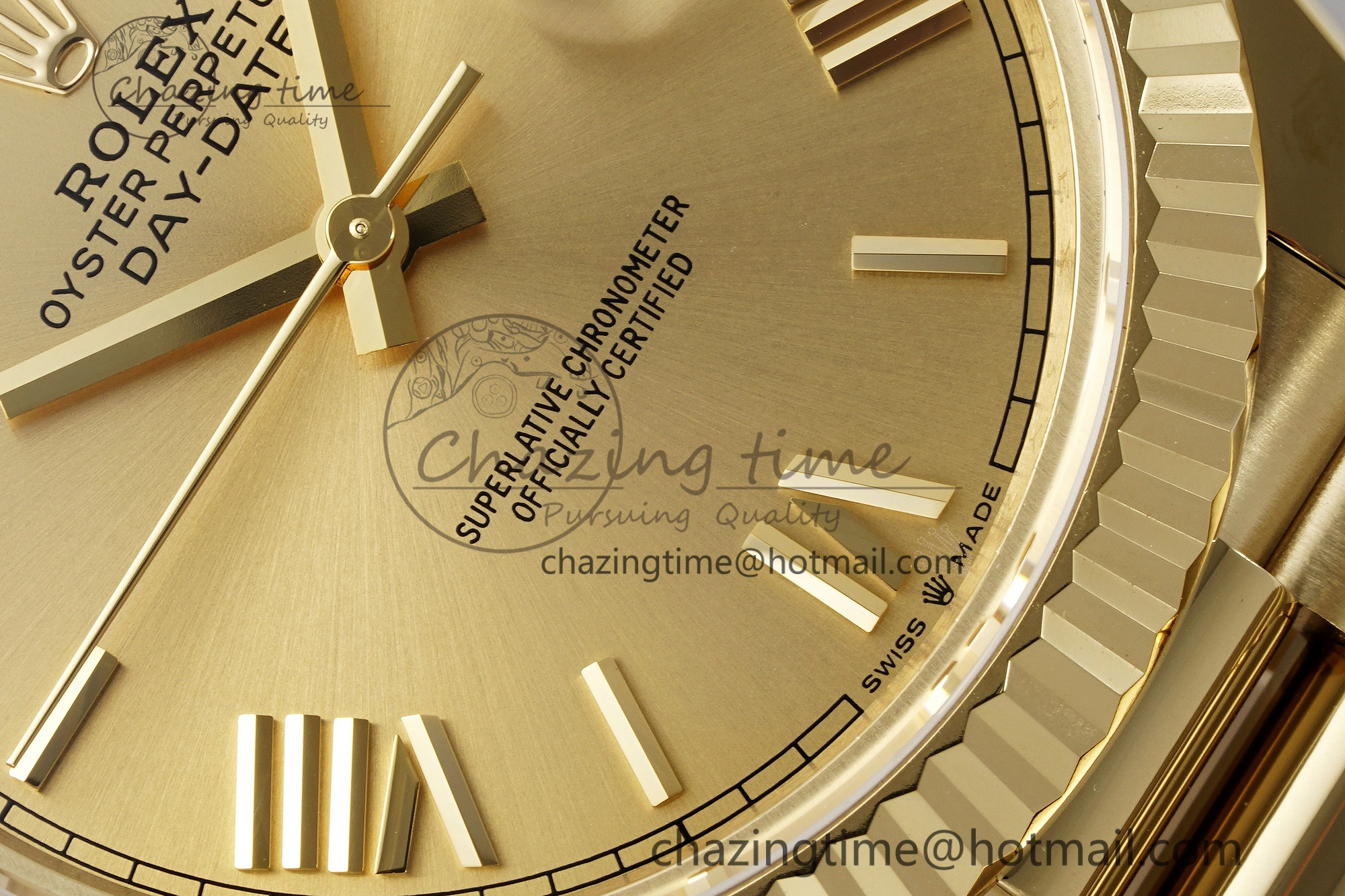 Youthful DayDate 40 YG JDF Gain Weight 904L Steel YG Dial Roman Markers on President Bracelet A2836 V 1821