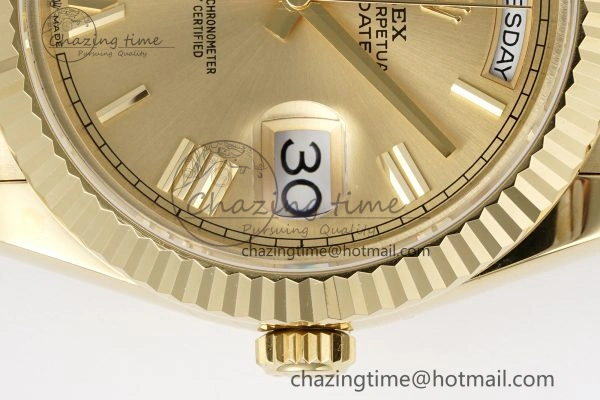Youthful DayDate 40 YG JDF Gain Weight 904L Steel YG Dial Roman Markers on President Bracelet A2836 V 1821