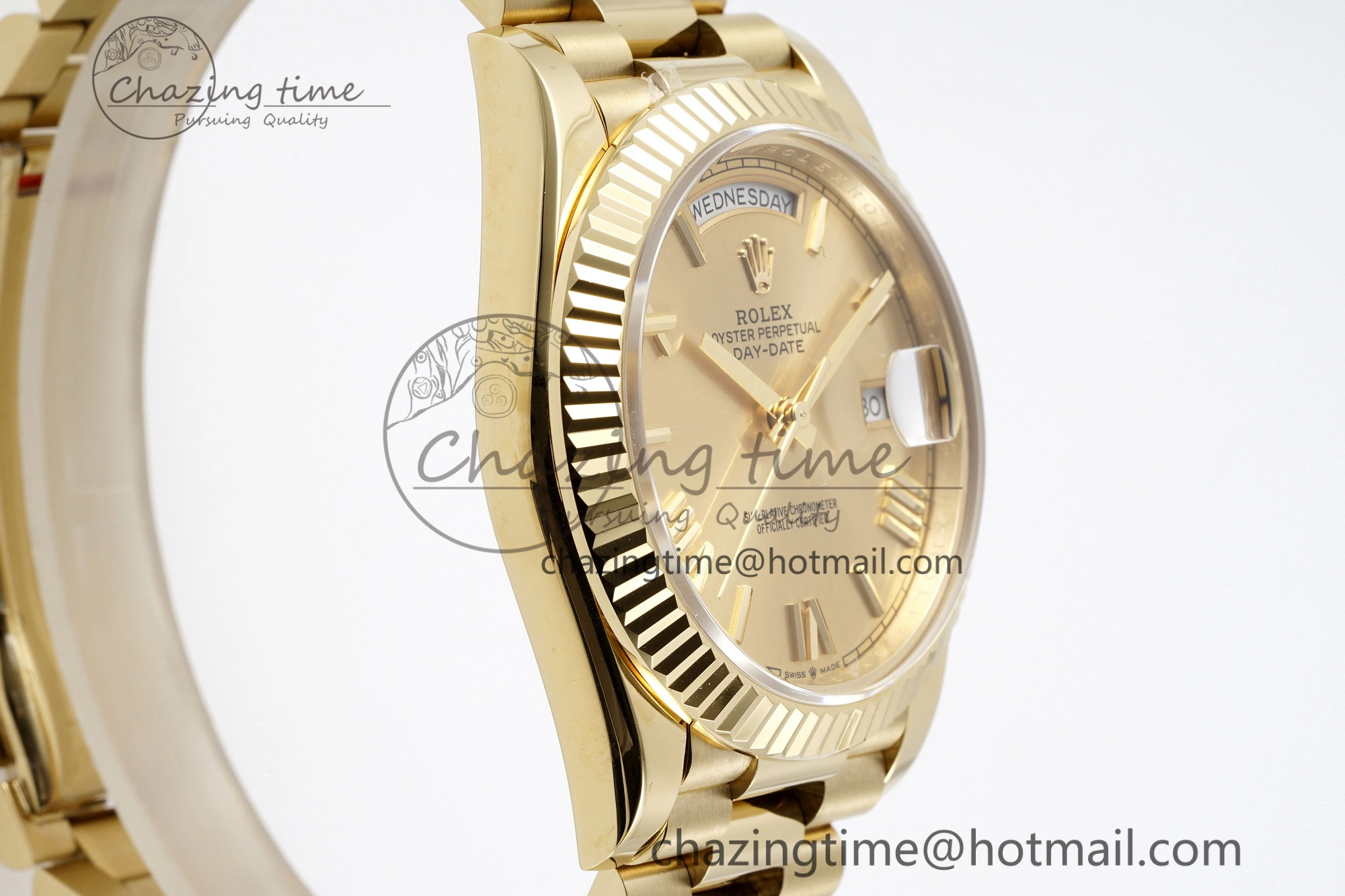 Youthful DayDate 40 YG JDF Gain Weight 904L Steel YG Dial Roman Markers on President Bracelet A2836 V 1821