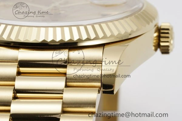 Youthful DayDate 40 YG JDF Gain Weight 904L Steel YG Dial Roman Markers on President Bracelet A2836 V 1821