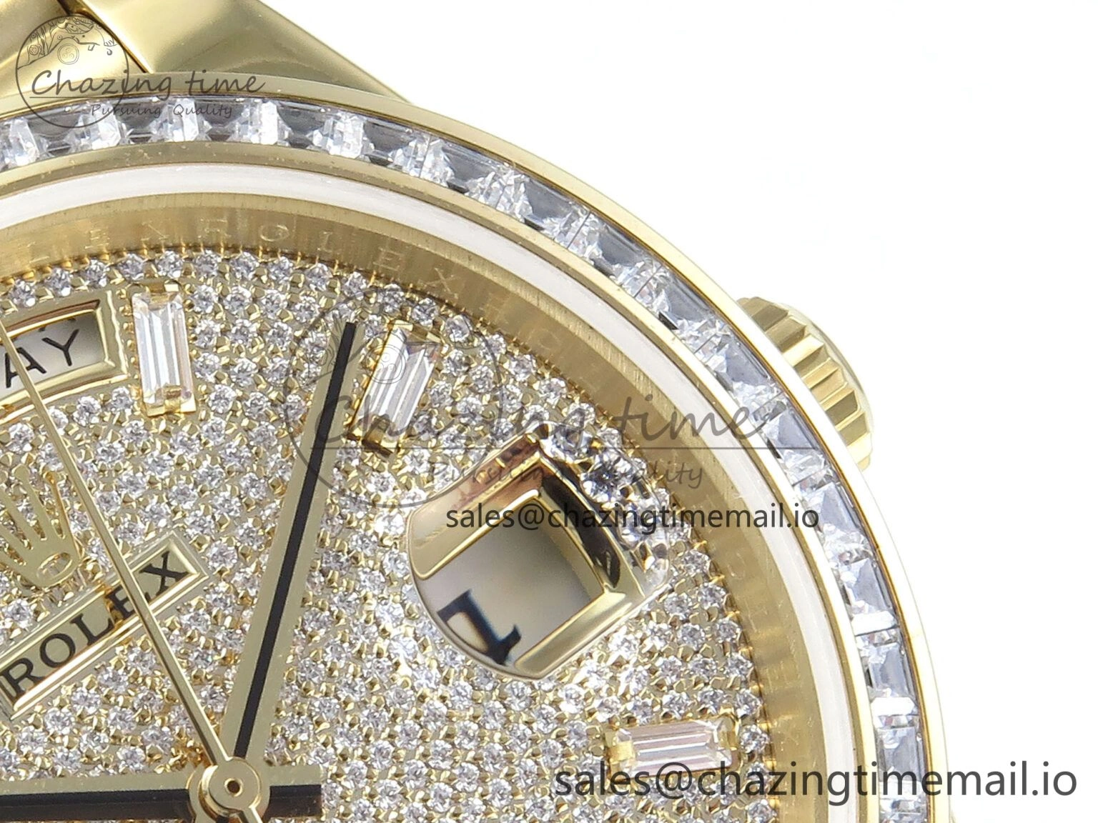DailyWear DayDate 40 YG QF 1:1 Best Edition Pink Diamonds Dial Diamonds Bezel on President Bracelet A2836 V5 (Gain Weight) 488