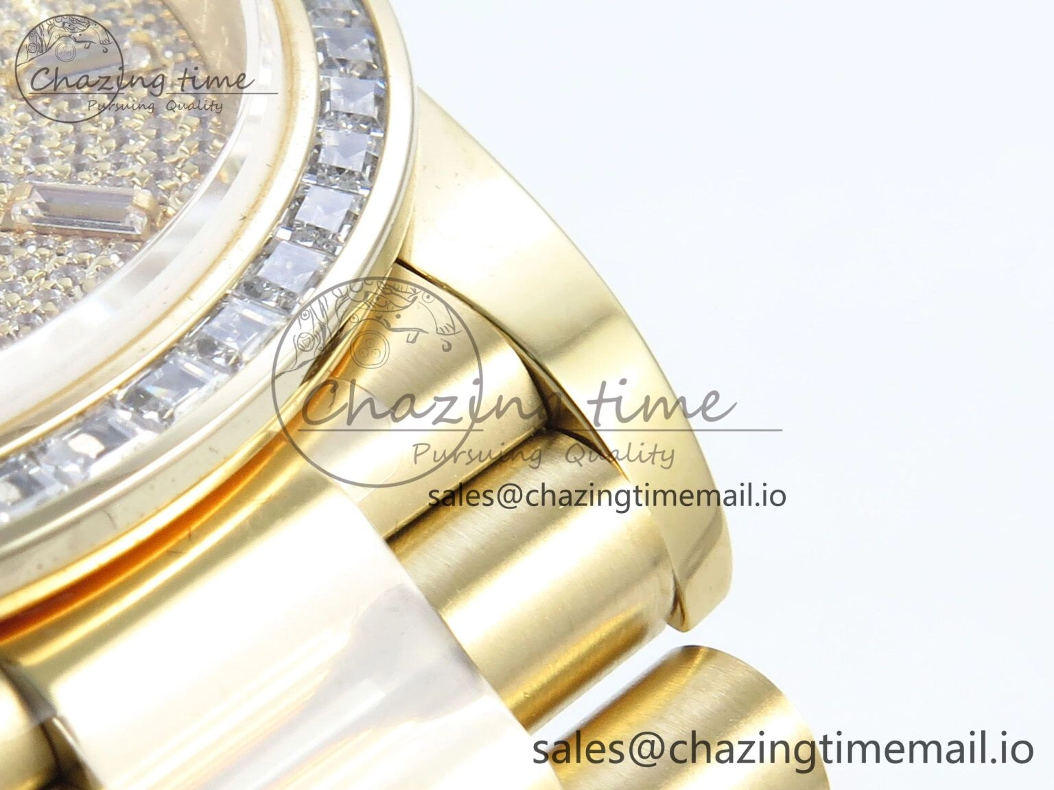 DailyWear DayDate 40 YG QF 1:1 Best Edition Pink Diamonds Dial Diamonds Bezel on President Bracelet A2836 V5 (Gain Weight) 488