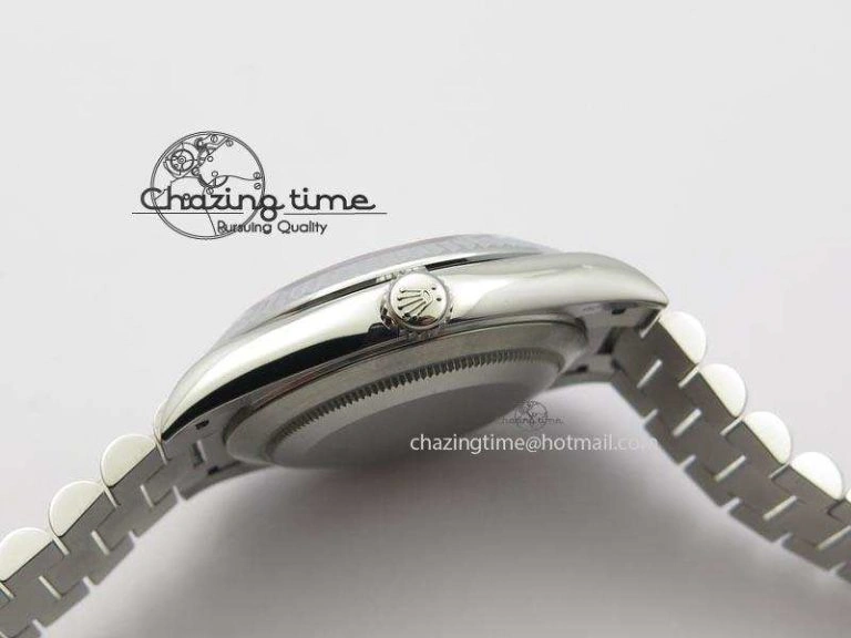 TechFriendly DayDate 40mm BP-Maker 228206 SS Blue Roman Dial (Fluted Bezel) On SS Bracelet ETA 3907