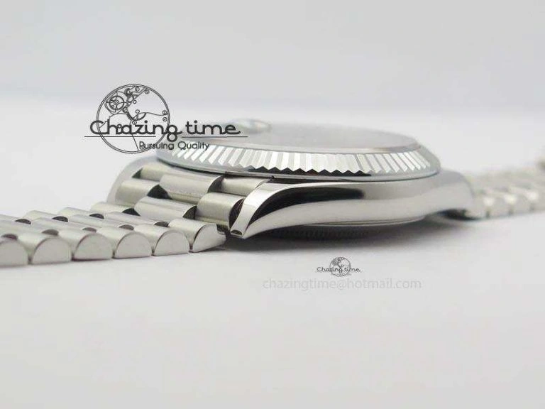 WaterResistant DayDate 40mm BP-Maker 228206 SS Gray Stick Dial (Fluted Bezel) On SS Bracelet ETA 3911