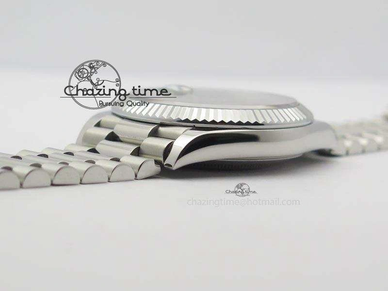 WaterResistant DayDate 40mm BP-Maker 228206 SS Gray Stick Dial (Fluted Bezel) On SS Bracelet ETA 3911