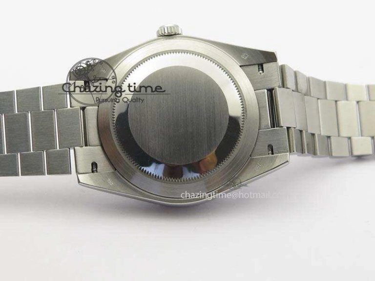 Chic DayDate 40mm BP-Maker 228206 SS Ice Blue Roman Dial (Smooth Bezel) On SS Bracelet ETA 3912