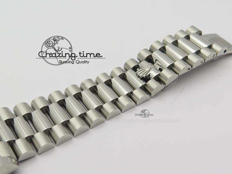 Chic DayDate 40mm BP-Maker 228206 SS Ice Blue Roman Dial (Smooth Bezel) On SS Bracelet ETA 3912