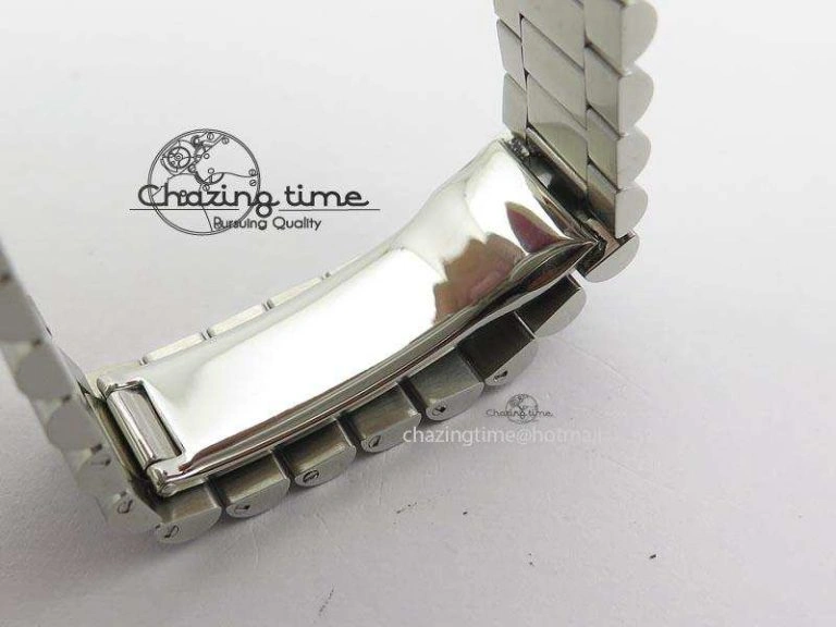 Chic DayDate 40mm BP-Maker 228206 SS Ice Blue Roman Dial (Smooth Bezel) On SS Bracelet ETA 3912
