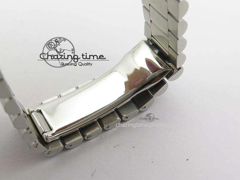 Chic DayDate 40mm BP-Maker 228206 SS Ice Blue Roman Dial (Smooth Bezel) On SS Bracelet ETA 3912