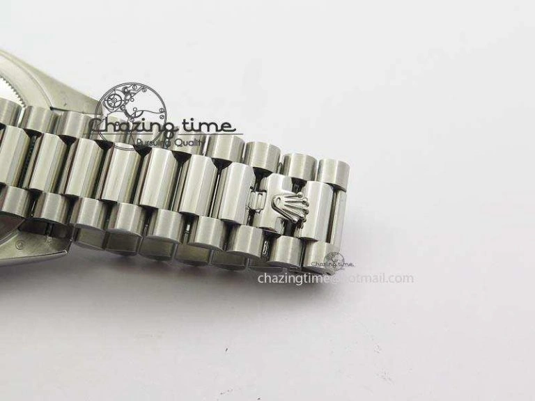 Chic DayDate 40mm BP-Maker 228206 SS Ice Blue Roman Dial (Smooth Bezel) On SS Bracelet ETA 3912