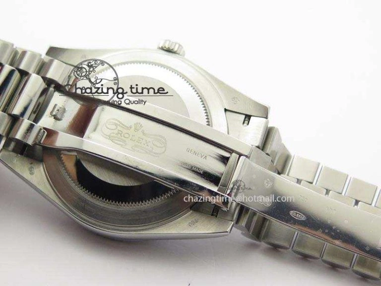 Chic DayDate 40mm BP-Maker 228206 SS Ice Blue Roman Dial (Smooth Bezel) On SS Bracelet ETA 3912