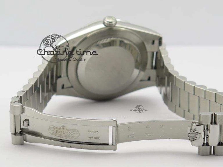 Chic DayDate 40mm BP-Maker 228206 SS Ice Blue Roman Dial (Smooth Bezel) On SS Bracelet ETA 3912