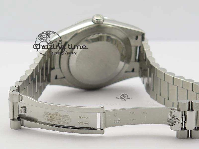 Chic DayDate 40mm BP-Maker 228206 SS Ice Blue Roman Dial (Smooth Bezel) On SS Bracelet ETA 3912