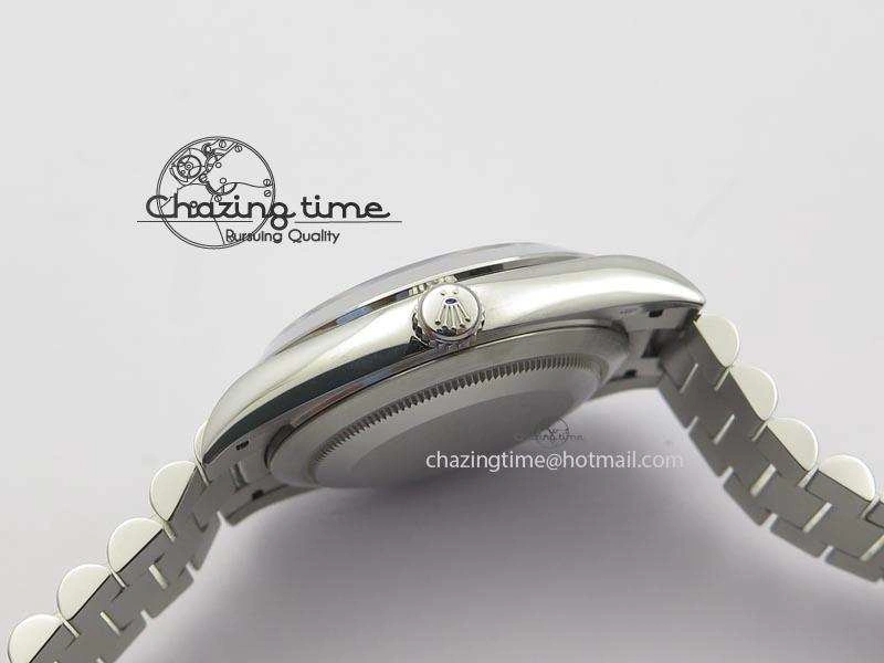Chic DayDate 40mm BP-Maker 228206 SS Ice Blue Roman Dial (Smooth Bezel) On SS Bracelet ETA 3912