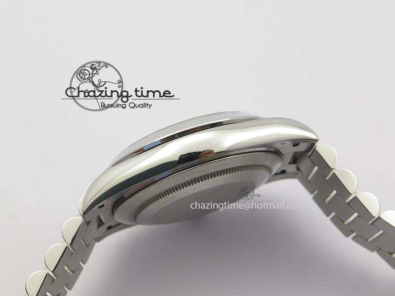 Chic DayDate 40mm BP-Maker 228206 SS Ice Blue Roman Dial (Smooth Bezel) On SS Bracelet ETA 3912