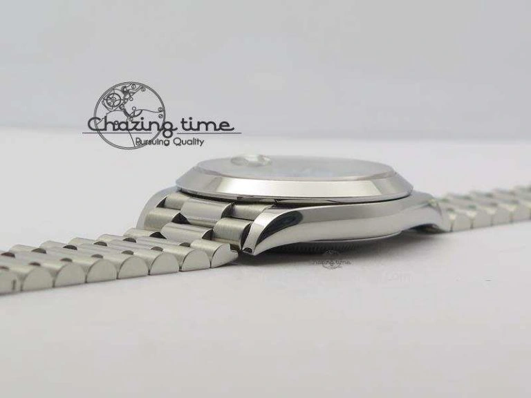 Chic DayDate 40mm BP-Maker 228206 SS Ice Blue Roman Dial (Smooth Bezel) On SS Bracelet ETA 3912