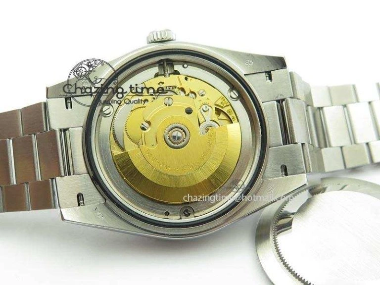 DailyWear DayDate 40mm BP-Maker 228206 SS Ice Blue Stick Dial (Smooth Bezel) On SS Bracelet ETA 3913