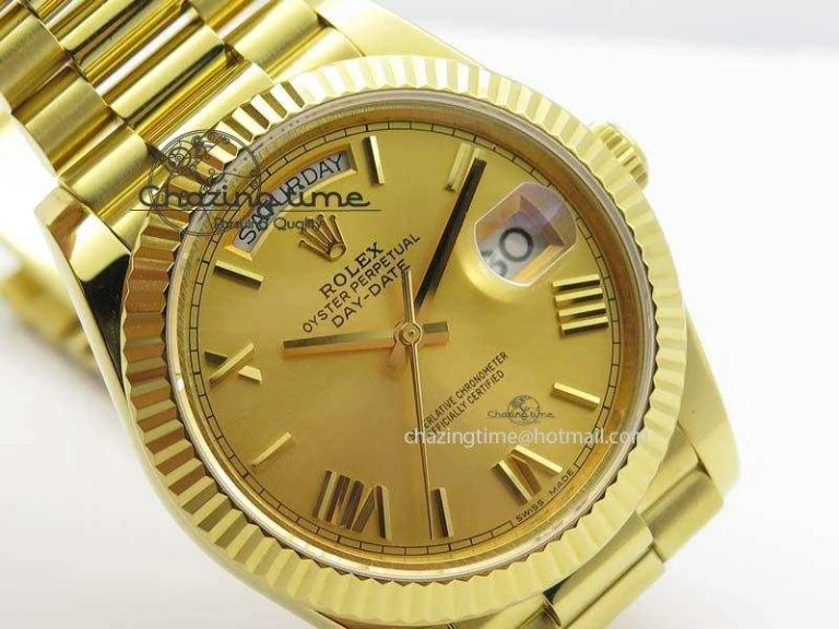 DayDate 40mm BP-Maker 228238 YG Wrapped Gold Roman Dial (Fluted Bezel) On YG Bracelet ETA StreetReady 3848