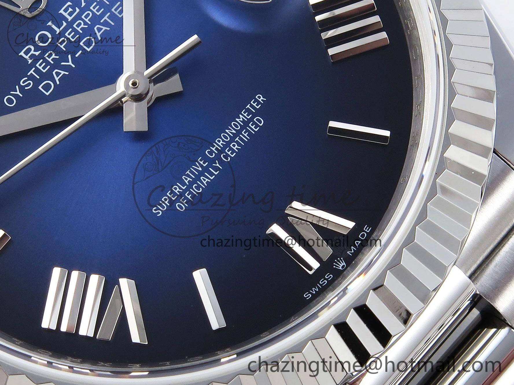 DayDate 40mm SS QF 1:1 Best Edition Blue Roman Dial on President Bracelet A2824 (Gain Weight) Unique 1328