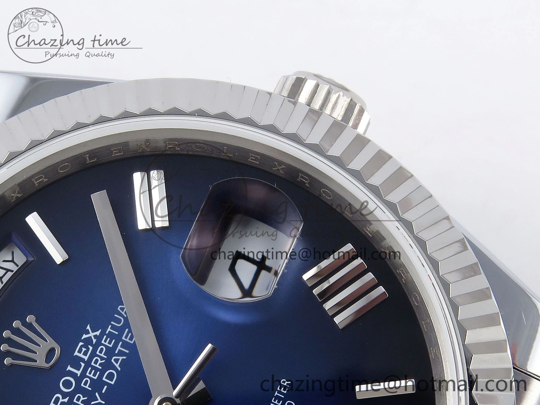 DayDate 40mm SS QF 1:1 Best Edition Blue Roman Dial on President Bracelet A2824 (Gain Weight) Unique 1328