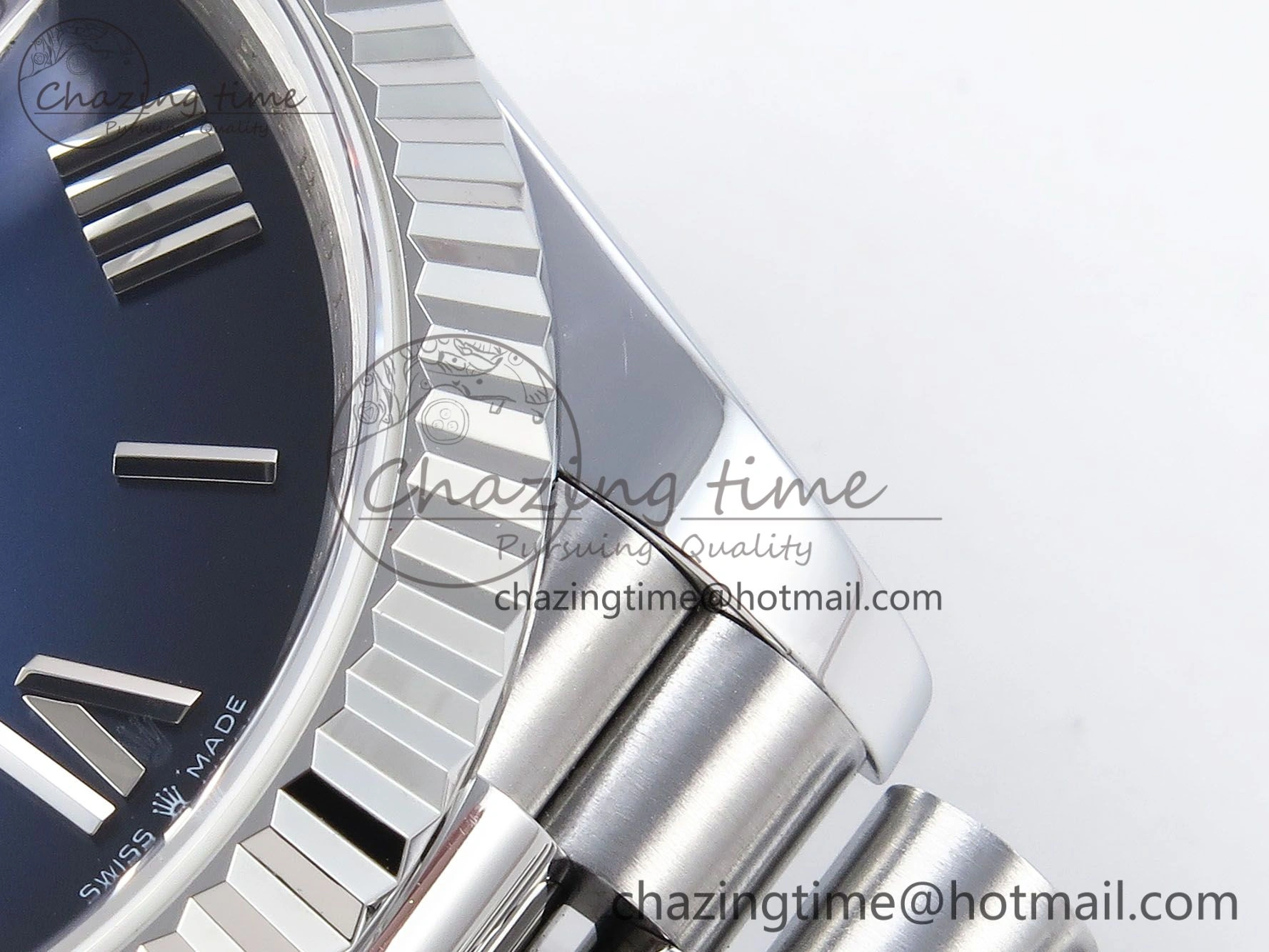 DayDate 40mm SS QF 1:1 Best Edition Blue Roman Dial on President Bracelet A2824 (Gain Weight) Unique 1328