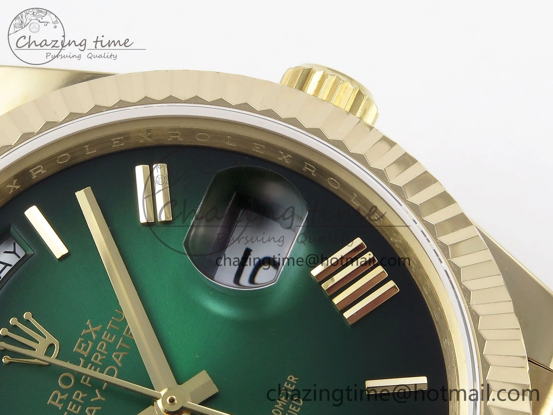 DayDate 40mm YG QF 1:1 Best Edition Green Roman Dial on President Bracelet A2824 (Gain Weight) Colorful 1333