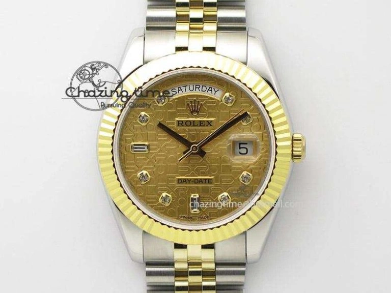 Colorful DayDate II 41mm MK Best Edition SS RG Wrapped Gold Dial Diamond Marker On Bracelet A 4000