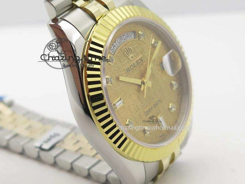 Colorful DayDate II 41mm MK Best Edition SS RG Wrapped Gold Dial Diamond Marker On Bracelet A 4000