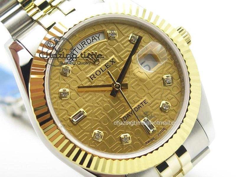 Colorful DayDate II 41mm MK Best Edition SS RG Wrapped Gold Dial Diamond Marker On Bracelet A 4000