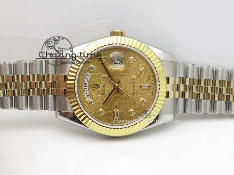 Colorful DayDate II 41mm MK Best Edition SS RG Wrapped Gold Dial Diamond Marker On Bracelet A 4000