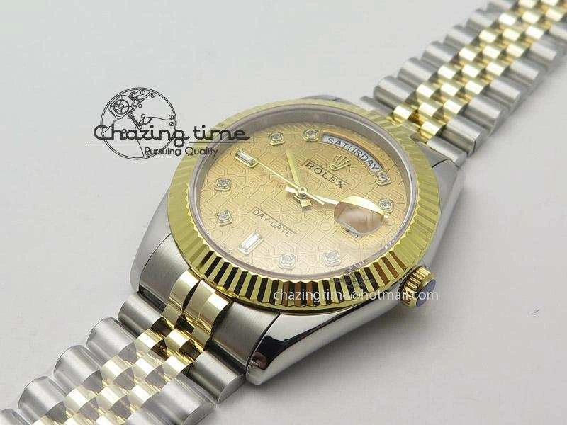 Colorful DayDate II 41mm MK Best Edition SS RG Wrapped Gold Dial Diamond Marker On Bracelet A 4000
