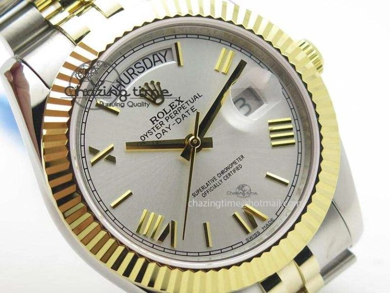DayDate II 41mm MK Best Edition SS RG Wrapped Sliver Dial Roman Marker On Bracelet A Affordable 4005