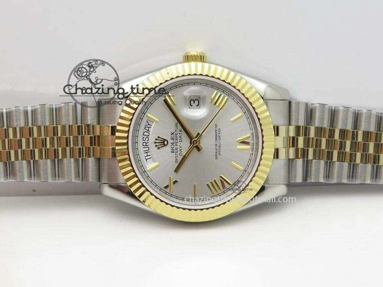 DayDate II 41mm MK Best Edition SS RG Wrapped Sliver Dial Roman Marker On Bracelet A Affordable 4005