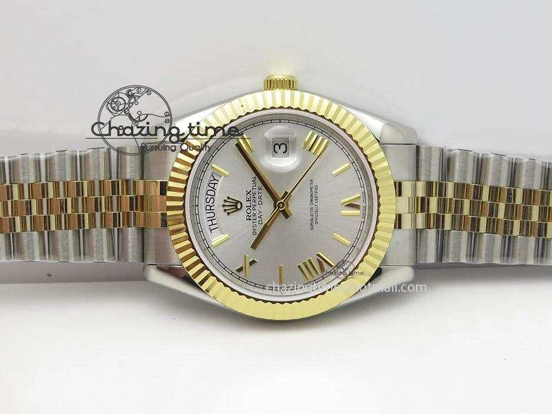 DayDate II 41mm MK Best Edition SS RG Wrapped Sliver Dial Roman Marker On Bracelet A Affordable 4005