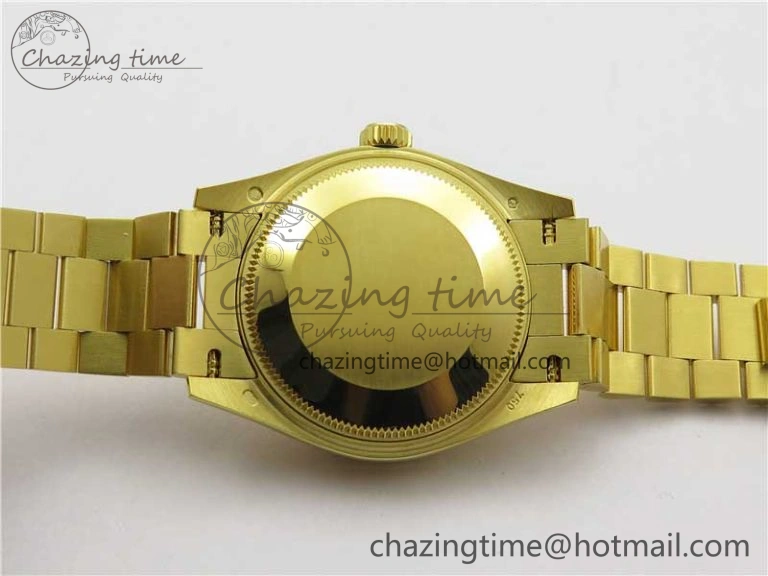Stretchable Daydate 278288 31mm YG EWF Best Edition Green Malachite Dial Crystal Markers on YG President Bracelet ETA 10332