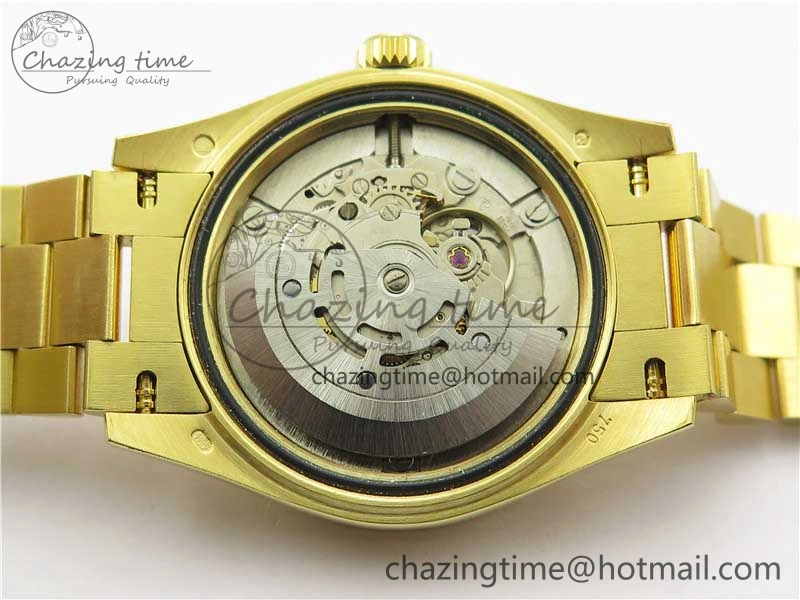 Stretchable Daydate 278288 31mm YG EWF Best Edition Green Malachite Dial Crystal Markers on YG President Bracelet ETA 10332