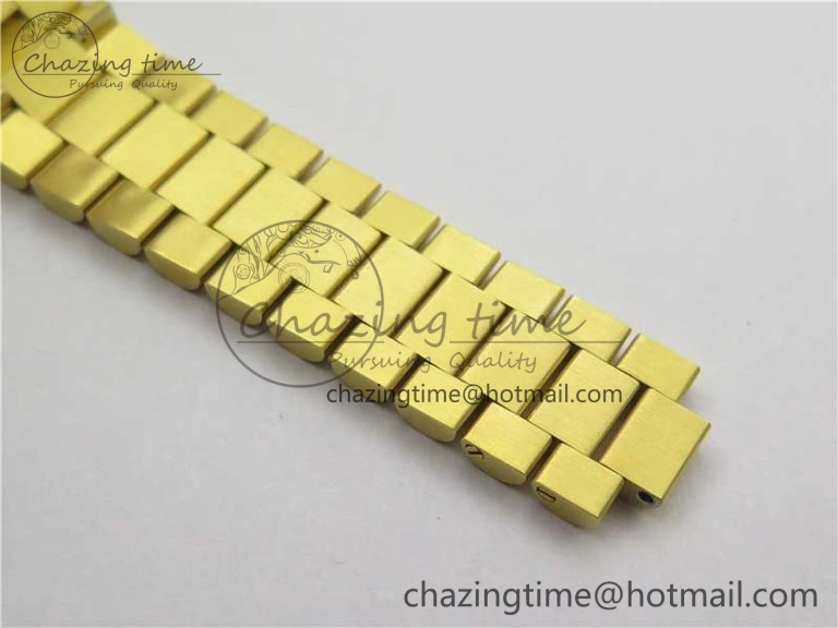 Stretchable Daydate 278288 31mm YG EWF Best Edition Green Malachite Dial Crystal Markers on YG President Bracelet ETA 10332
