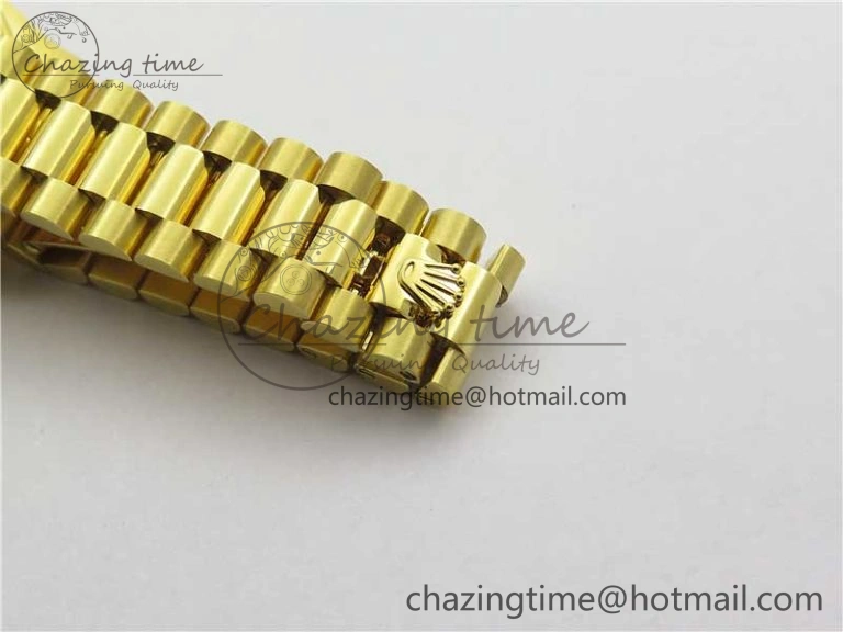 Stretchable Daydate 278288 31mm YG EWF Best Edition Green Malachite Dial Crystal Markers on YG President Bracelet ETA 10332