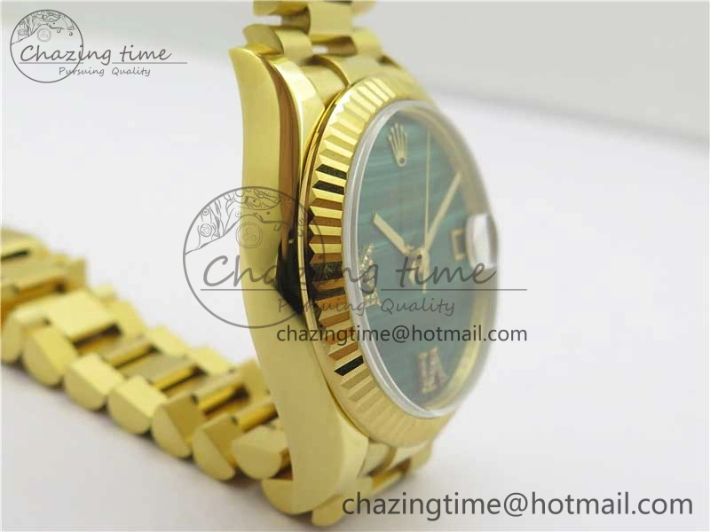 Durable Daydate 278288 31mm YG EWF Best Edition Green Malachite Dial on YG President Bracelet ETA 2605