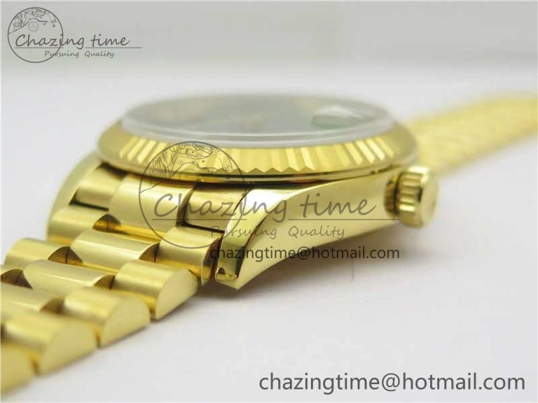 Durable Daydate 278288 31mm YG EWF Best Edition Green Malachite Dial on YG President Bracelet ETA 2605
