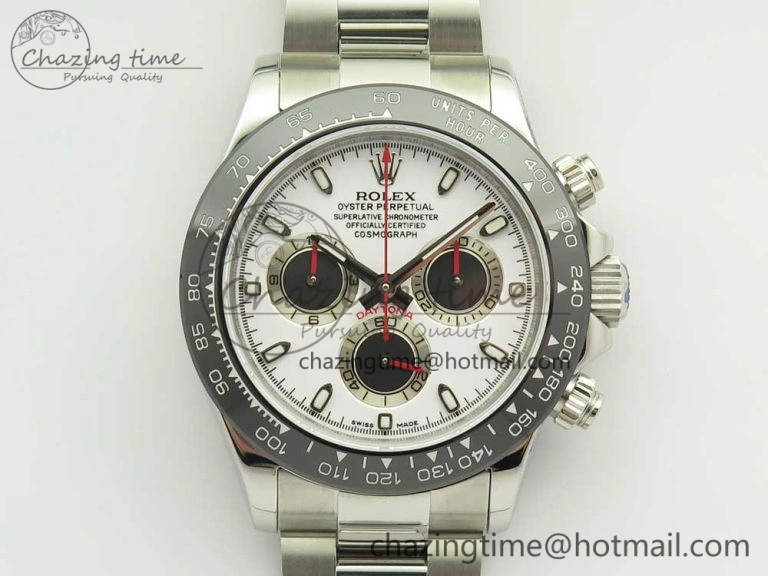 FashionForward Daytona 116500 JHF Best Edition Ceramic Bezel White Dial Black Red on SS Bracelet A 3266