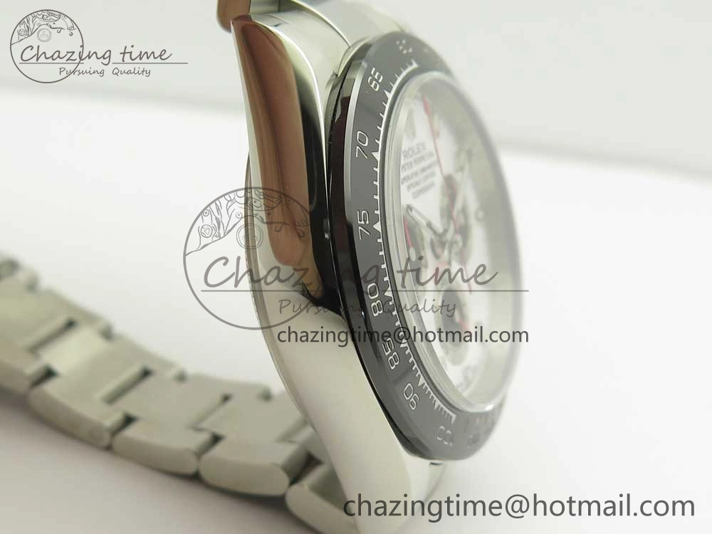 FashionForward Daytona 116500 JHF Best Edition Ceramic Bezel White Dial Black Red on SS Bracelet A 3266