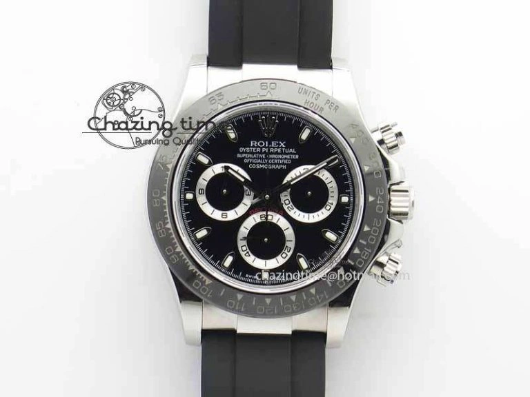 TechFriendly Daytona 116500LN JH Best Edition Black Dial On Rubber Strap A4130 (Free XS rubber strap) 3647