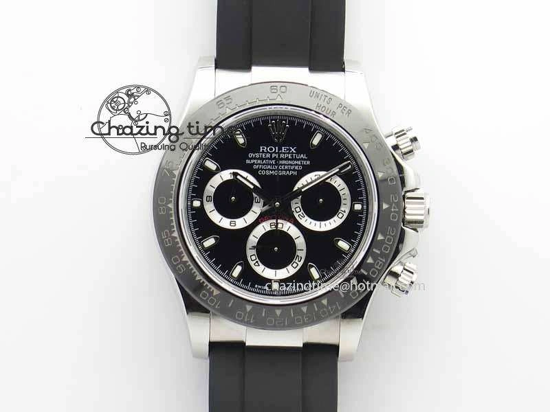 TechFriendly Daytona 116500LN JH Best Edition Black Dial On Rubber Strap A4130 (Free XS rubber strap) 3647
