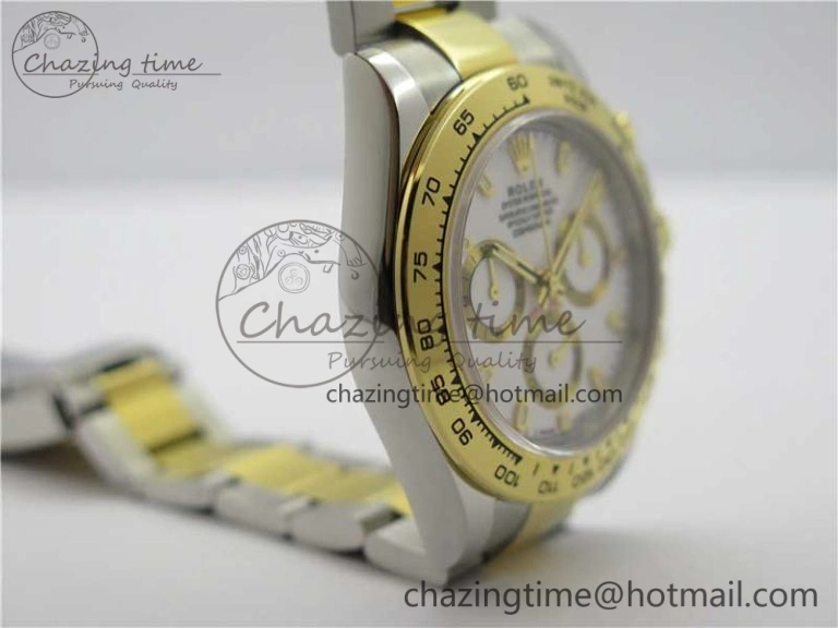 Daytona 116503 SS YG Noob 1:1 Best Edition 904L SS Case and Bracelet White Dial SA4130 V OdorResistant 3176