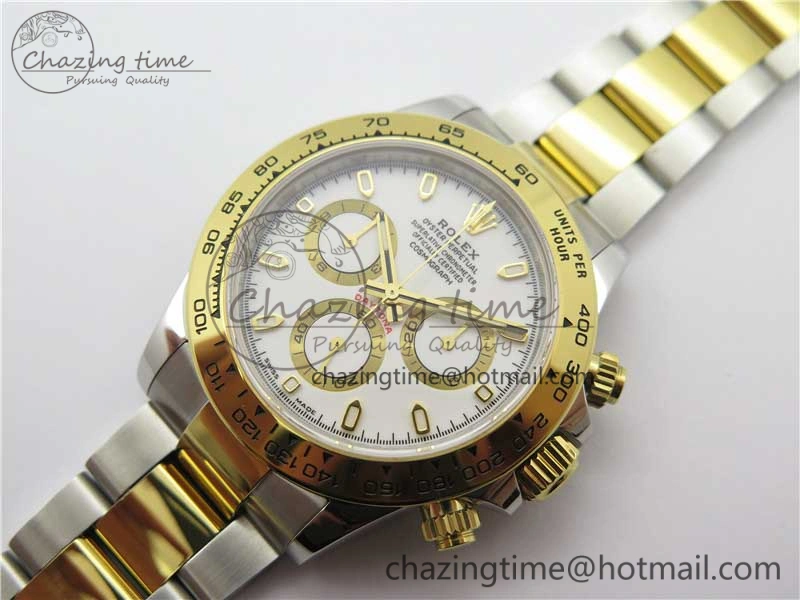 Daytona 116503 SS YG Noob 1:1 Best Edition 904L SS Case and Bracelet White Dial SA4130 V OdorResistant 3176