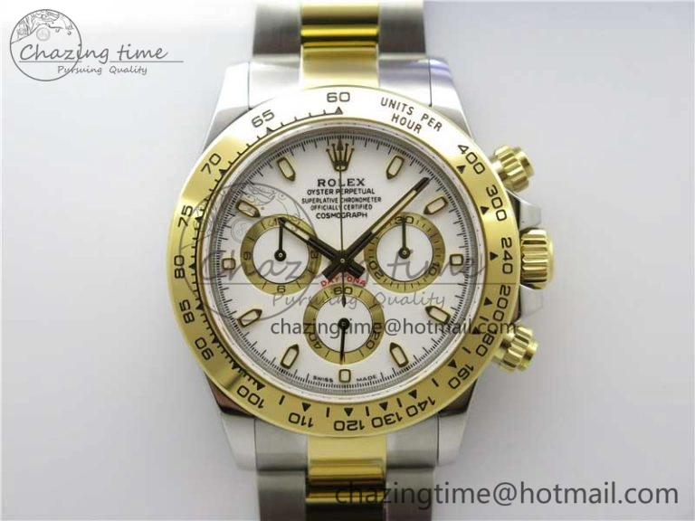 Daytona 116503 SS YG Noob 1:1 Best Edition 904L SS Case and Bracelet White Dial SA4130 V OdorResistant 3176