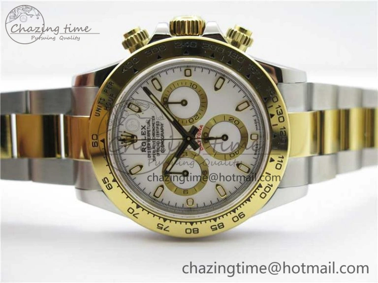 Daytona 116503 SS YG Noob 1:1 Best Edition 904L SS Case and Bracelet White Dial SA4130 V OdorResistant 3176