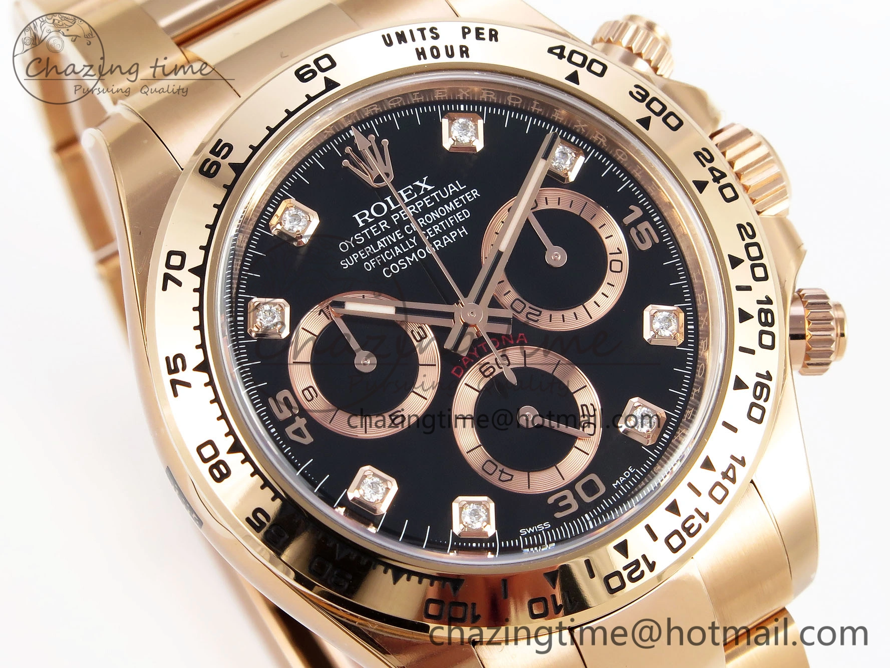 Daytona 116505 Clean 1:1 Best Edition Black Diamonds Dial on RG Bracelet SA4130 V EasyMatch 1951
